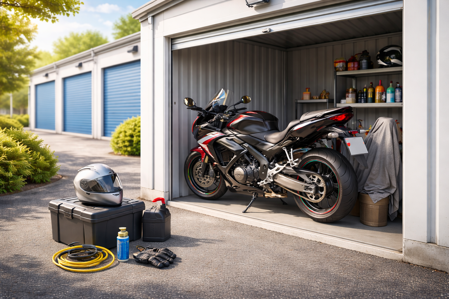 トランクルームにバイクを安全に収納する