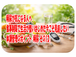 頻尿が気になる人へ――食事制限で生活が整いはじめた今こそ見直したい体調管理のポイント「頻尿 その13」