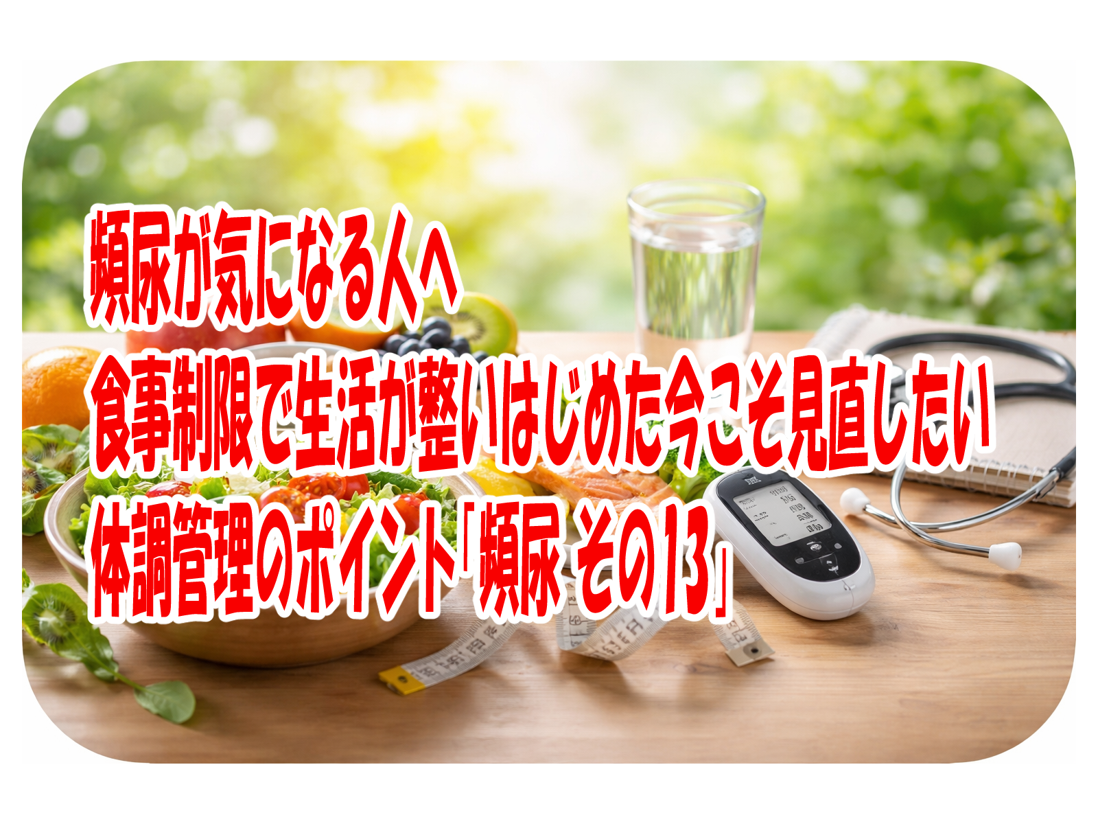 頻尿が気になる人へ――食事制限で生活が整いはじめた今こそ見直したい体調管理のポイント「頻尿 その13」